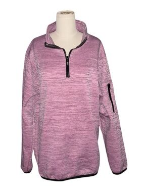 Jackson Hole Quarter-Zip Pink Space-Dyed Pullover Sweater